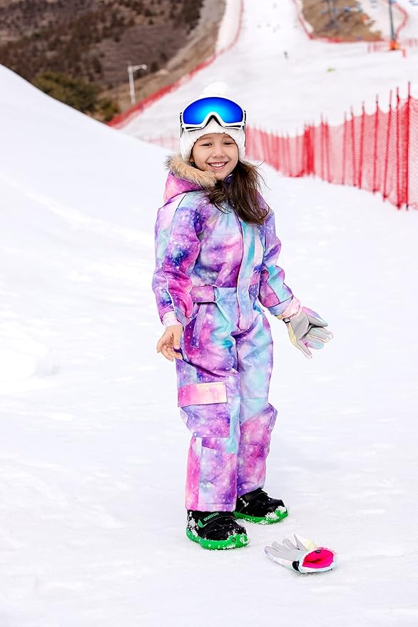 Kids Girls Boys Waterproof Colorful One Piece Snowsuits Coveralls Ski Suits Jackets Winter Jumpsuits