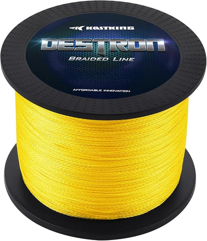 KastKing Destron Braided Fishing Line, Highly Abrasion Resistant, Improved Knot Strength, Ultra-Thin Diameter Superline, Zero Stretch & Memory, CFT “Color Fast Technology”, 75% Thinner Than Mono