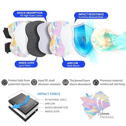 Gradient Color Kids Protective Gear Set Knee Pads for Kid 2-14 Years,W/ Adjustable Strap Kids/Youth Knee Pads Elbow Pads Wrist Guards Set for Inline Roller Skates,Cycling,BMX Bike,Skateboard,Scooter