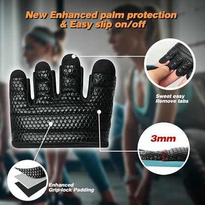 Minimal Workout Gloves,Short Micro Weight Lifting Gloves Grip Pads with Full Palm Protection & Extra Grip for Men Women Weightlifting,Gym,Cross Training,Powerlifting,WODs.