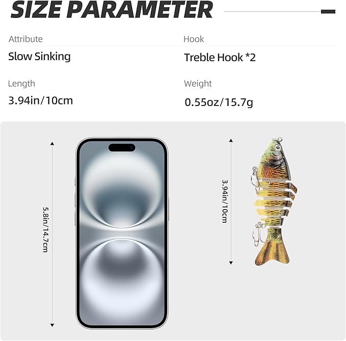 5PCS Lifelike Fishing Lures – Multi-Jointed Swimbait for Bass, Trout, Crappie, Walleye, Pike, Realistic Action with 3D Fish Eyes and Sharp Hooks, Perfect for Fishing Kits in Saltwater & Freshwater