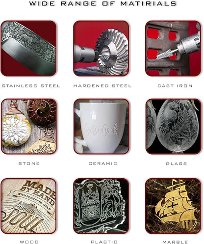 Tungsten Carbide Burr Set 1/4" Shank 10PC Double Cut Rotary Cutting Burrs Die Grinder Bits for Steel and Wood Working, Grinding, Carving, and Engraving