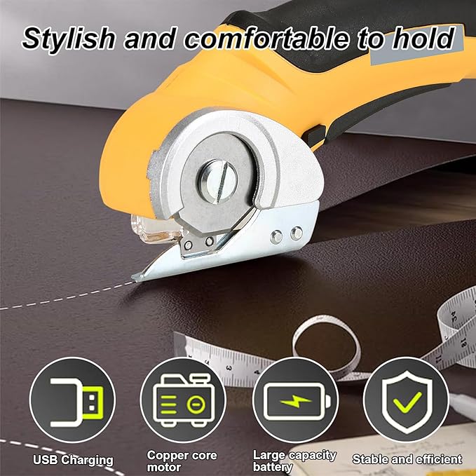 Cordless Electric Scissors 4.2V Fabric Scissors With Safety Lock Rotary Cutter Rechargeable Powerful Fabric Cutter With Blades Multi-Cutting Tools For Cardboard Carpet Leather