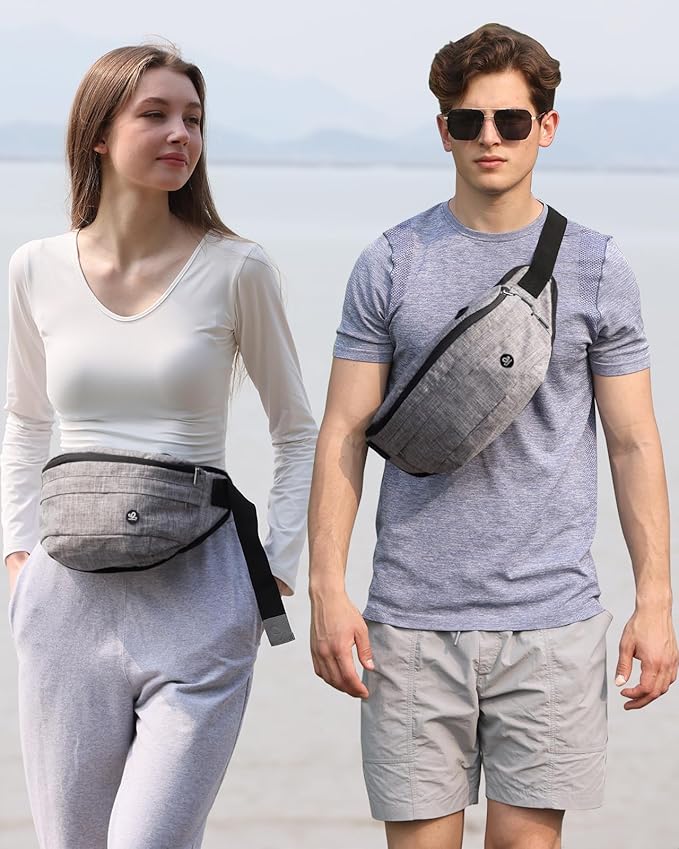 WATERFLY Running Belt Fanny Pack: Runner Marathon Jogging Waist Pack Sport Workout Exercise Fitness Phone Holder Belt for Men Women Jogger Slim Waistband Black