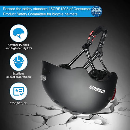 Bike Helmets for Adults - Front and Rear LED Lights Adjustable Bicycle Helmet for Adults Men Women Scooter Helmet for Commuting, Road Biking, Skating, Scooter