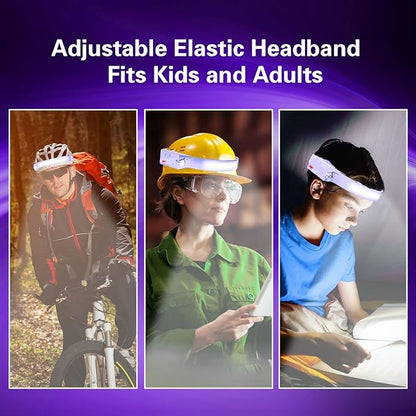 COSOOS LED Headlamp Rechargeable Flashlight, Bright Headlight Adjustable Headband for Women & Girl,1000 Lumen Wide Beam & Spot Light, Motion Sensor, 2.4 oz Lightweight Hiking Camping Essential