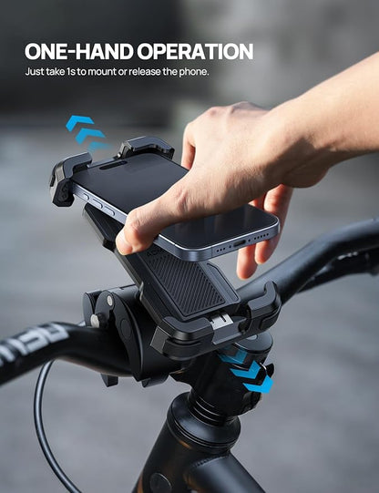 Aomiker Bike Motorcycle Phone Holder Mount - [2025 Quick Release] Bike Phone Holder Handlebar Clamp, Bicycle Scooter Phone Clip for iPhone 16 15 14 13 12 11 Pro Max Plus Mini, 4.7-6.8" Smartphone