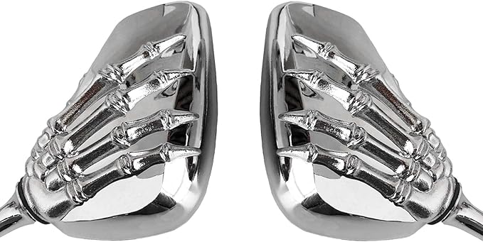 Universal Bicycle Mirror Bike Rear View Mirror 8mm 10mm Skull Hand Style Also for Motorcycle Rear View Mirrors silver