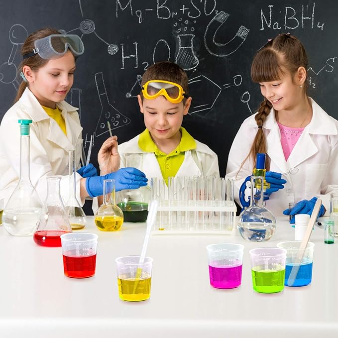 Coopay Plastic Graduated Cups Tools - 50 Pack 30ml/1oz Transparent Scale Measuring Cups, 50 Pack Wooden Stirring Sticks and 3ml Transfer Pipettes for Resin, Epoxy, Stain, Mixing Paint