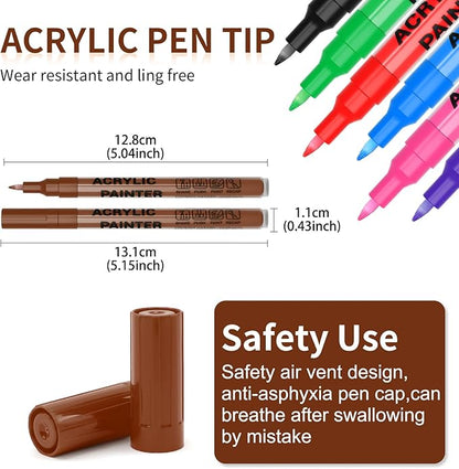 Acrylic Paint Pens Waterproof Markers 6 Brown Permanent Marker Pens Acrylic Pens for Rock Painting Glass Stone Ceramic Metal Fabric Pebble Painting pens Craft Supplies