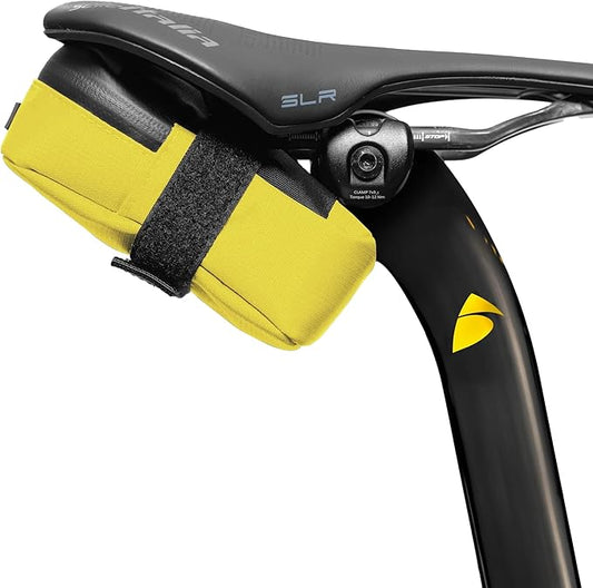 ALMSTHRE Signature Bike Saddle Bag – Electric Yellow | 0.5L Bike Seat Bag (3" x 5.25" x 2") | Water-Resistant Ripstop, Waterproof Zipper, Internal Pocket | Durable Under Seat Storage
