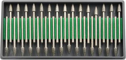 30Pcs 6mm Tree,3mm Shaft,Diamond Stone Abrasive Burs Burr Grit Bits for Rotary Tool Grinding Head Jewelry Lapidary Woodworking (Tree 6mm)
