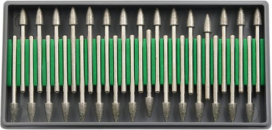 30Pcs 6mm Tree,3mm Shaft,Diamond Stone Abrasive Burs Burr Grit Bits for Rotary Tool Grinding Head Jewelry Lapidary Woodworking (Tree 6mm)