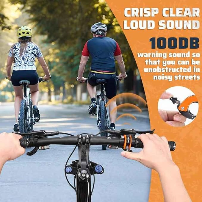 Bike Bell Hidden Conch Bicycle MTB Bells Max 100db Clear Long Sound for 22.2mm/0.78in Handlebars Ebike Horn for Adults or Kids Bike