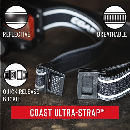 Coast WPH30R 1000 Lumen Waterproof Ultra Bright IP68 USB Rechargeable-Dual Power Headlamp, 5 Modes with Spot and Flood Beams, Blue/Black