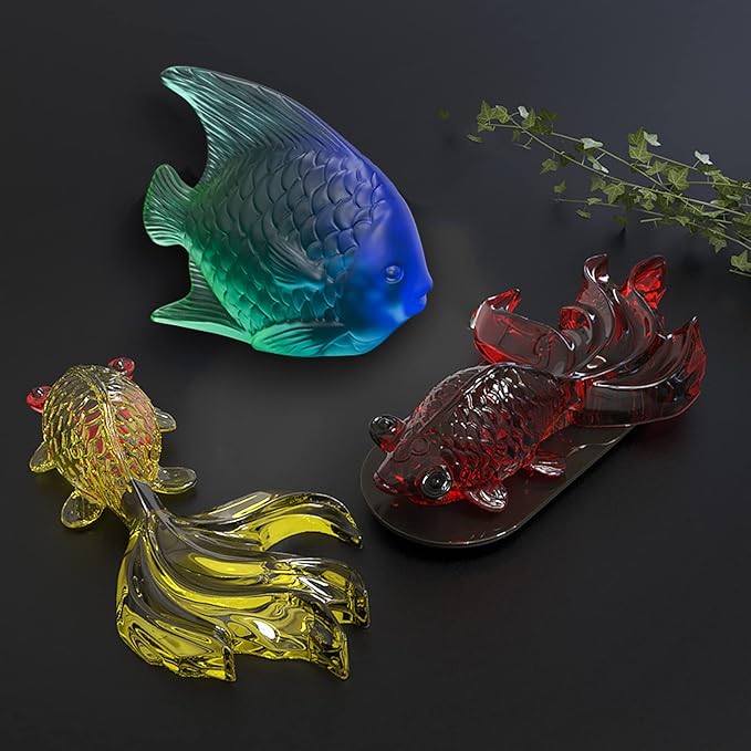 2Pcs Large Goldfish Resin Molds, 7.5in & 5.5in 3D Koi Fish Silicone Epoxy Moulds, Large Animal Silicone Mold for Resina Casting, DIY Craft, Home Office Cabinets Wall Desktop Decor