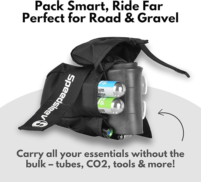 SpeedSleev Ranger Medium Bike Saddle Bag – Compact Under Seat Cycling Pack for Road, Gravel & MTB – Waterproof, Rattle-Free Tool Storage – Lightweight Bike Gear Bag with Safety Strap – Orange