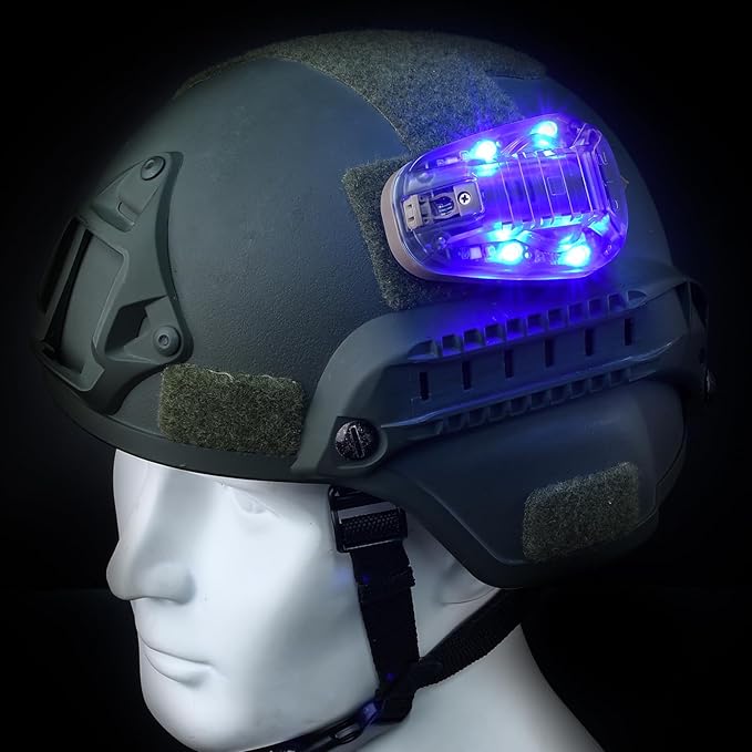 Tactical Helmet Light, 4 Modes with IR + Blue + White LED, Survival Signal Identification Lamp for Outdoor Sports