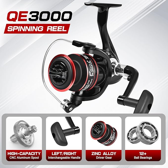 6.89ft Fishing Rod and Reel Combo, 2PCS Telescopic Carbon Fiber Fishing Rod, Spinning Reels *2, Fishing Line *2, Fishing Hooks Bait Set, Portable Fishing Pole Set with Carrier Bag