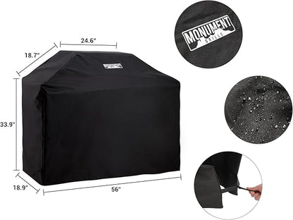 Monument Grills Outdoor Barbecue Stainless Steel 4 Burner Propane Gas Grill, 62,000 BTU Patio Garden Barbecue Grill with Side Burner, Infrared Technology and Knob Controls, Mesa415BZ with BBQ Cover