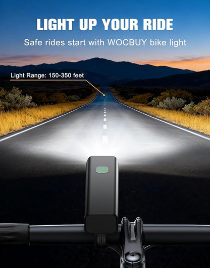 Bike Lights, 1200 Lumen USB Rechargeable LED Bike Light Set, Super Bright Bicycle Lights Front & Back Tail Light, Aluminum Alloy Cycling Bike Flashlight Torch, 5 Light Modes, IPX5 Waterproof