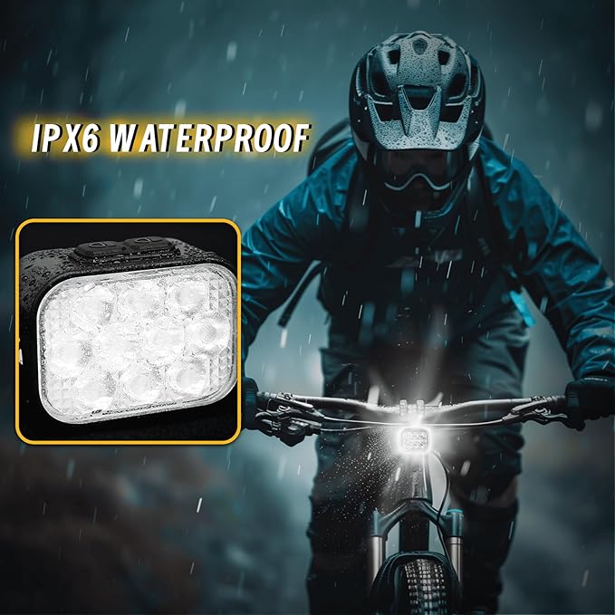 BUCKLOS Bike Lights Front and Back for Night Riding, 10 LED Ultra Bright 8+9 Modes USB Rechargeable Bicycle Headlight and Tail, IPX6 Waterproof 1100mAh Bikes Light Set, 35 Hrs Long Battery Powered