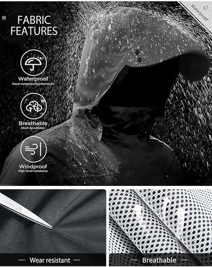 iCreek Rain Suit Waterproof Jacket with Pants 2 Pieces Breathable Lightweight Packable Raincoat with Hooded Rain Gear Unisex
