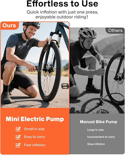 MCY Portable and Mini Bike Pump with Guage,20s Fast Inflate Electric Bike Tire Pump with 150PSI,Bicycle Pump with Presta,Schrader Valve,Auto Stop,Clear Pressure Display,Motorcycle,Ball,Swimming Ring