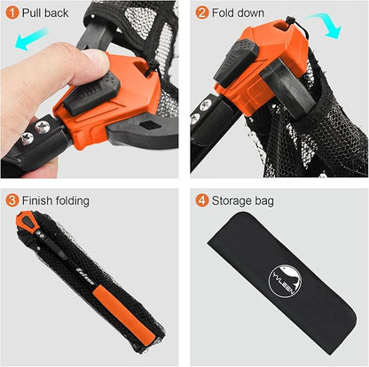 YVLEEN Floating Fishing Net Fish Landing Net - Upgraded Design Foldable & Lightweight Freshwater Fishing Landing Net, Ultra-Thin Rubber Fish Net Easy Catch and Release, Fishing Gifts for Men