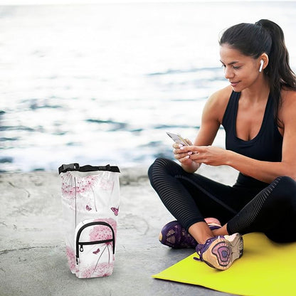 Pink Dandelion and Butterfly01 Water Bottle Holder with Strap Insulated Water Bottle Carrier Crossbody Bags Pouch with Phone Pocket for Travel Gym Hiking Walking Running