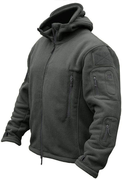 CRYSULLY Men's Military Tactical Sport Warm Fleece Hooded Outdoor Adventure Jacket Coats