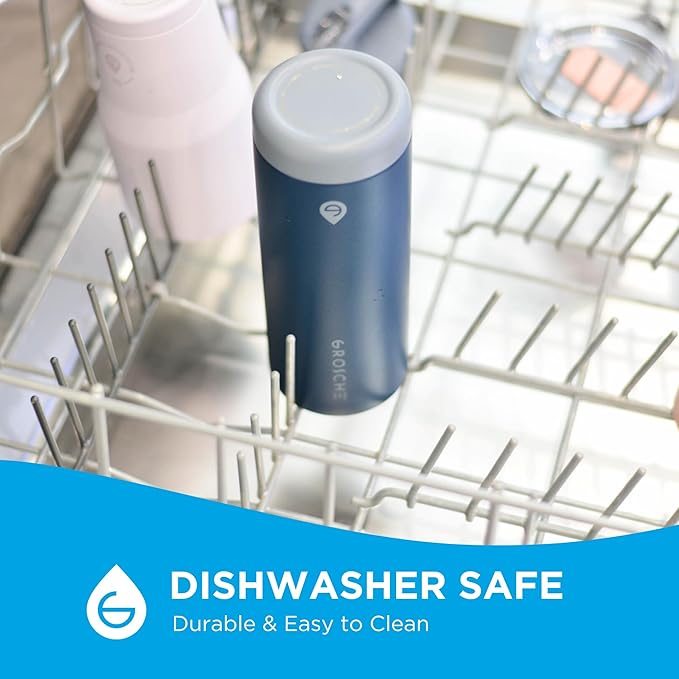 GROSCHE Alpine Shimmer Flip 'N Sip 20oz Insulated Water Bottle - Stainless Steel, Leakproof Flask with Straw, Perfect for Gym, Travel & Outdoor Use, Canadian Brand! - 20 fl. oz, Eucalyptus Green