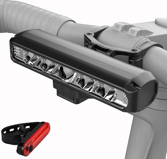 Super Bright Bike Lights for Night Riding, High Lumen Bicycle Light Front and Rear, USB C Rechargeable Bike Headlight and Tail Light Set, LED Bar Light for MTB Mountain Road Bicycle
