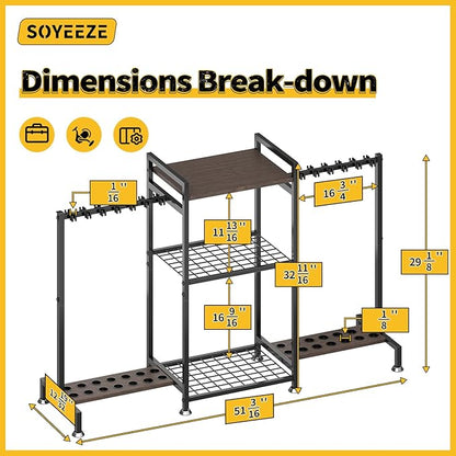 SOYEEZE Fishing Rod Holder for 28 Rods, Ground Stand Fishing Pole Holders for Garage, 3-Sided Vertical Fish Rod Rack for Tackle Box, Fishing Supplies,a Display Fish Gear Storage Gift for Man