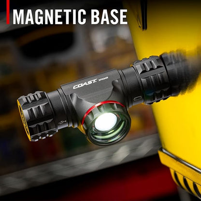 Coast® XPH34R 2075 Lumen USB-C Rechargeable-Dual Power LED Headlamp withPURE Beam® Twist Focus™ and Magnetic Base