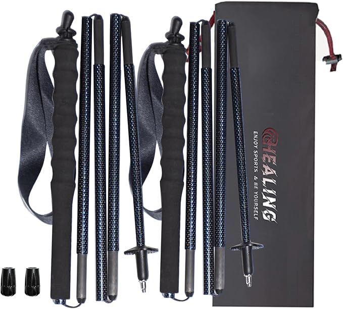 High Strength 5-Section Foldable Carbon Fiber Trekking Poles - 115g/125g/130g, Compact Hiking Staff for Men & Women, Ideal for Hiking, Trekking, Mountaineering & Backpacking