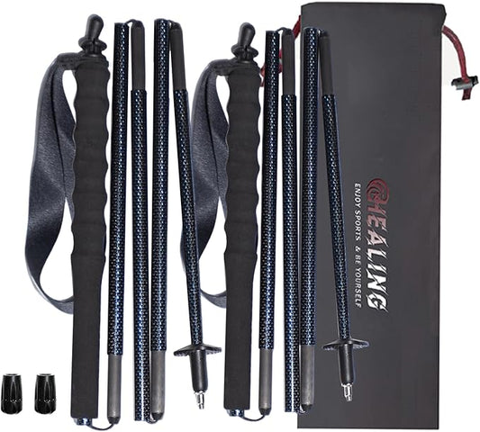 High Strength 5-Section Foldable Carbon Fiber Trekking Poles - 115g/125g/130g, Compact Hiking Staff for Men & Women, Ideal for Hiking, Trekking, Mountaineering & Backpacking
