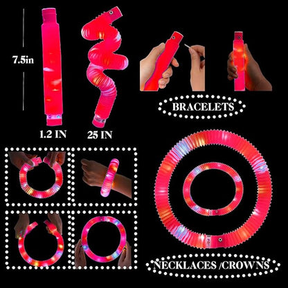 Red 12 Pack Light Up Party Favors Supplies,Bulk Glow Sticks Bracelet,Necklace Accessories for Kids,Birthday Return Gifts Treats,Easter Basket Goodie Bag Stuffer Fillers for Boys Girls