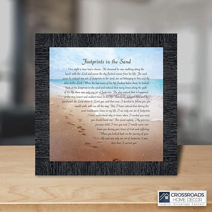 Footprints in the Sand Inspirational Wall Art, Beach Decor, Christian Gifts for Women and Men, Christian Wall Decor, Get Well Soon, Encouraging Scripture Wall Art, Framed Sympathy Gift 8639CH