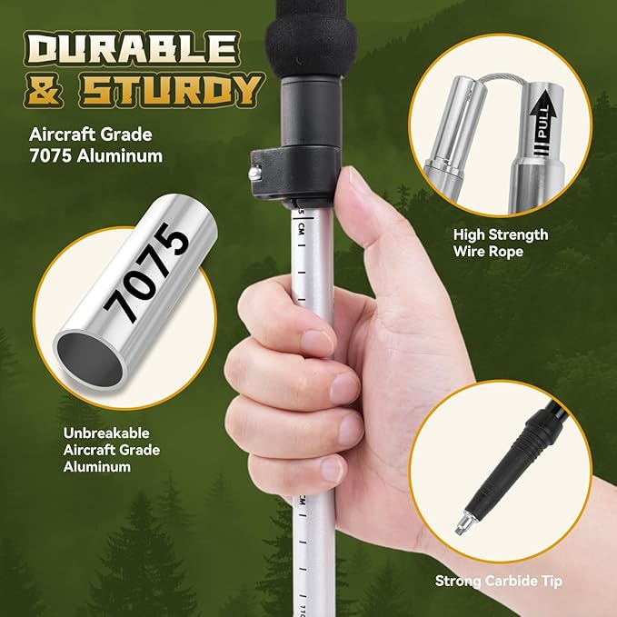 Collapsible Aluminum Single Trekking Pole(1pc) - Lightweight Hiking Stick for Women, Men & Seniors, Adjustable Walking Sticks for Hiking, Camping & Outdoor Activities