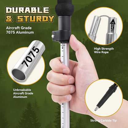 Collapsible Aluminum Single Trekking Pole(1pc) - Lightweight Hiking Stick for Women, Men & Seniors, Adjustable Walking Sticks for Hiking, Camping & Outdoor Activities