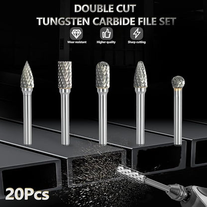 CATITO Carbide Burr Set 1/4 Shank 5-Piece, 8mm Head Diameter Grinder Bits, Rotary Tools Attachment Kit, Deburring, Cutting, and Carving are Suitable for polishing Metal, Wood, Stone, Steel