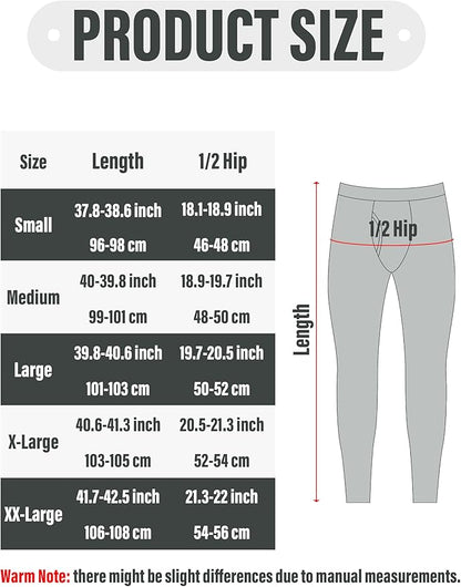 URATOT Men's Thermal Underwear Bottom Fleece Long Johns for Men Soft Warm Base Layer Thermal Pants for Cold Weather