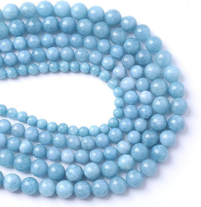 10MM 38PCS Blue Aquamarine Jade Loose Beads for Jewelry Making DIY Bracelet