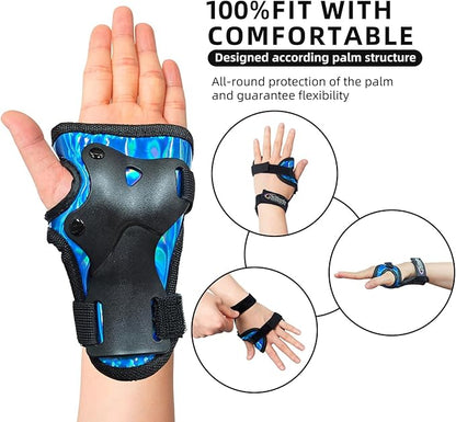 Nattork Knee Pads for Kids Youth Audlt，Knee and Elbow Pads with Wrist Guards 6 in 1 Protective Gear Set for Skateboard, Roller Skate, Inline Skates, Cycling and Scooter Boys Girls