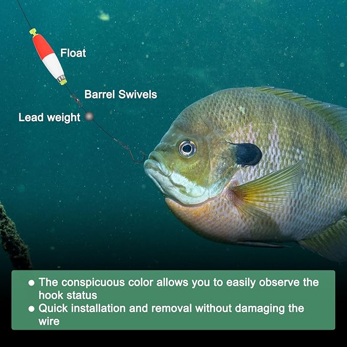 Fishing Bobbers Floats, EVA Foam Weighted Bobbers for Crappie/Bluegill/Trout Bass/Catfish, Clip-on Floats Slip Corks