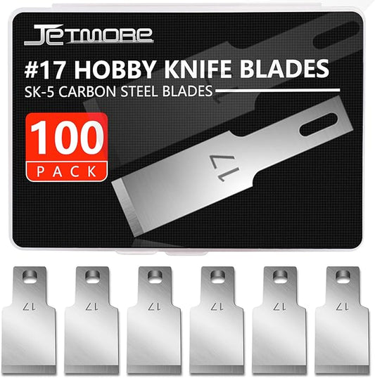 100 Pack Hobby Blades Set #17 Craft Knife Blades Refill Hobby Knife Replacement Blade with Storage Box for Art and Craft Scrapbooking Supplies Cutting Caving