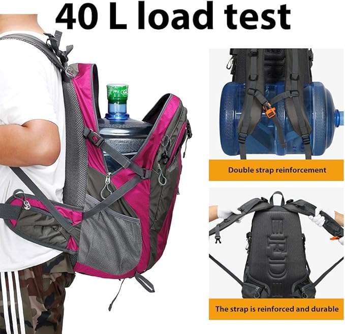 FENGDONG 40L Waterproof Lightweight Outdoor Daypack Hiking,Camping,Travel Backpack for Women Men Pink