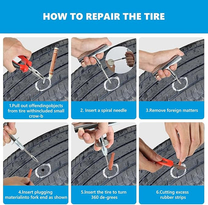 Tire Repair Kit,117pcs Heavy Duty Tire Plug Kit,with Universal Tire Patch Kit to Plug Flats for Car/Motorcycle/Truck/Tractor/Trailer/RV/ATV
