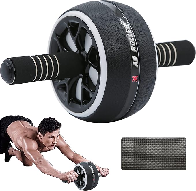 AB Wheel Roller, Exercise Abdominal Wheel Fitness for Gym & Home, Work-out Strength-Training Equipment with Knee Pad